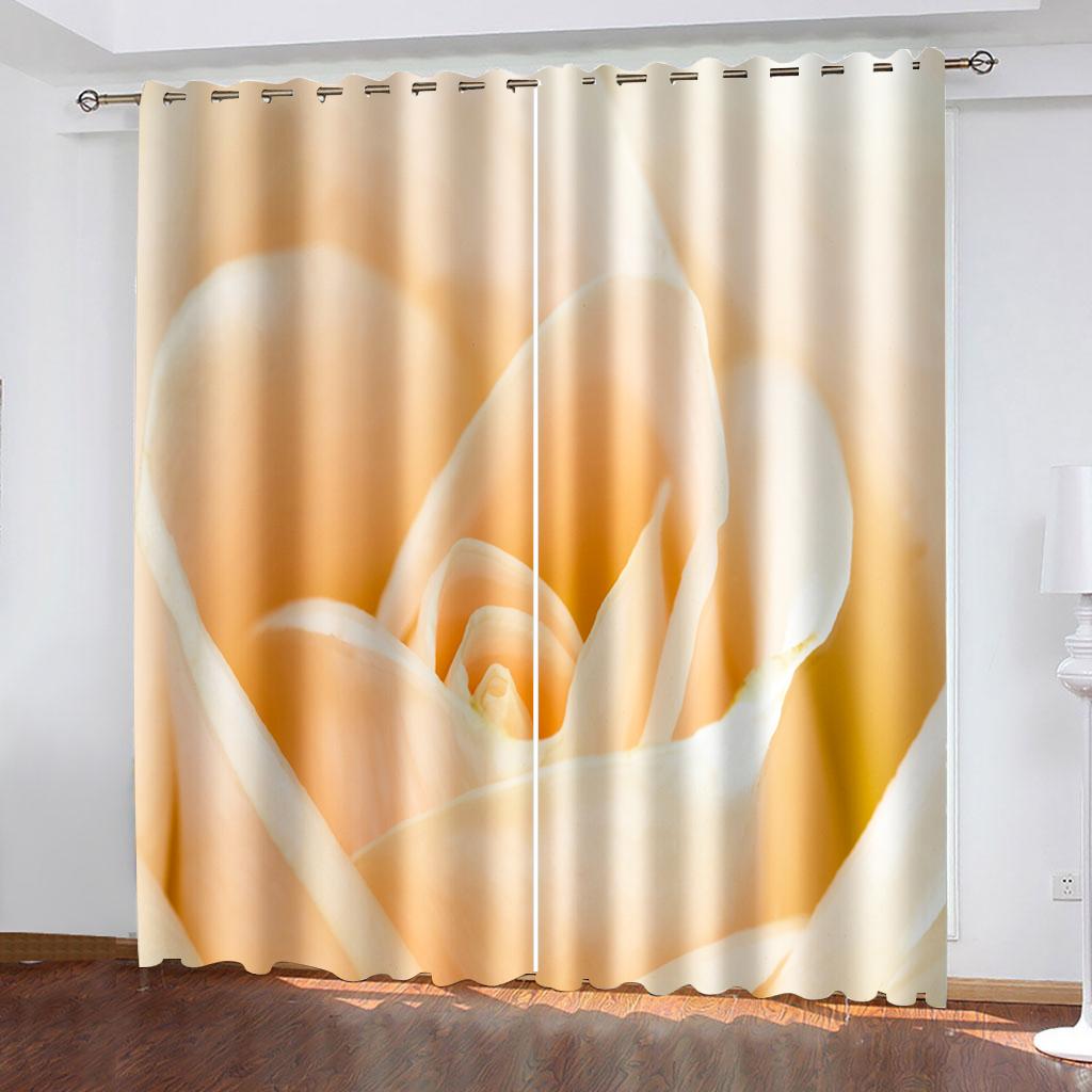 Zasłony tkane z nadrukiem roślinnym, zasłony zaciemniające do sypialni, dwie oddzielne zasłony po lewej i prawej stronie