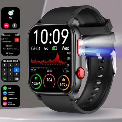 Smartwatch QTLLBT Bluetooth-Anrufe, Sprachlernwerkzeug, wasserdicht, Multisportarten, Herzfrequenz, Blutsauerstoff, Schlafüberwachung