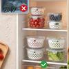Refrigerator Organization Bin Round Fruit Vegetable Storage Container, 2-Layer Food-Grade PP Crisper with Kitchen Solution Drain Basket, Leak-Proof