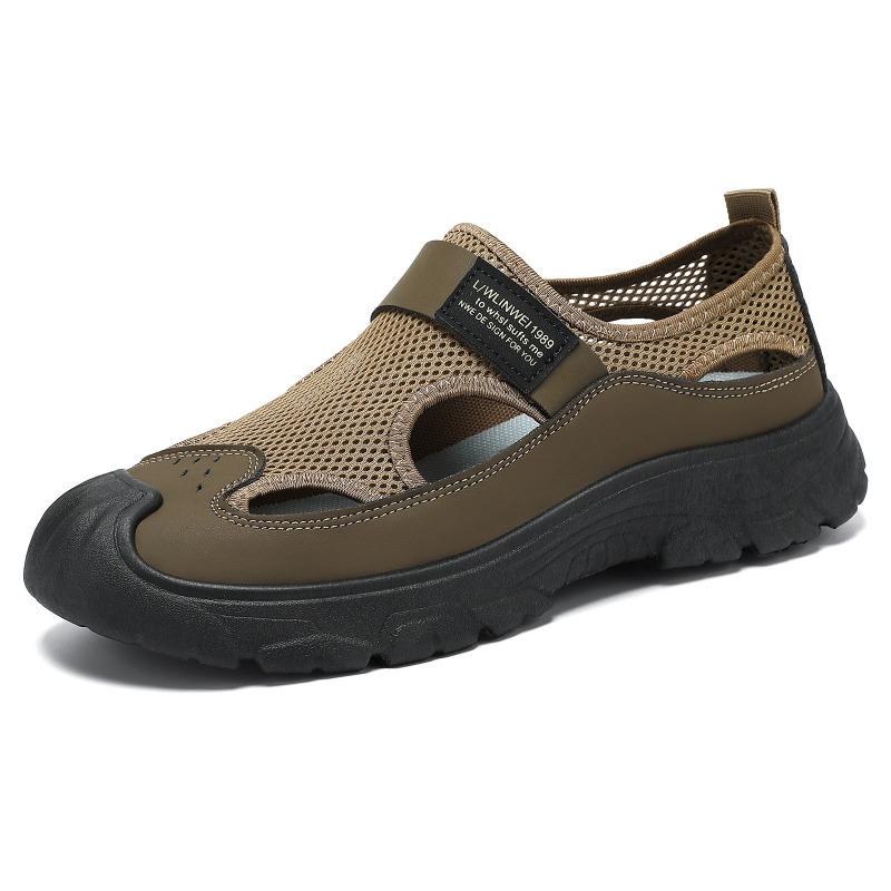 Men Closed Toe Mesh Sandals Soft Sole Elderly Dad Casual Beach Shoes