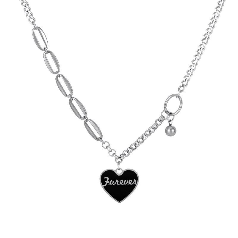 Black Heart Pendant Necklace: Stylish Women's Clavicle Chain - Light Luxury Summer Accessory