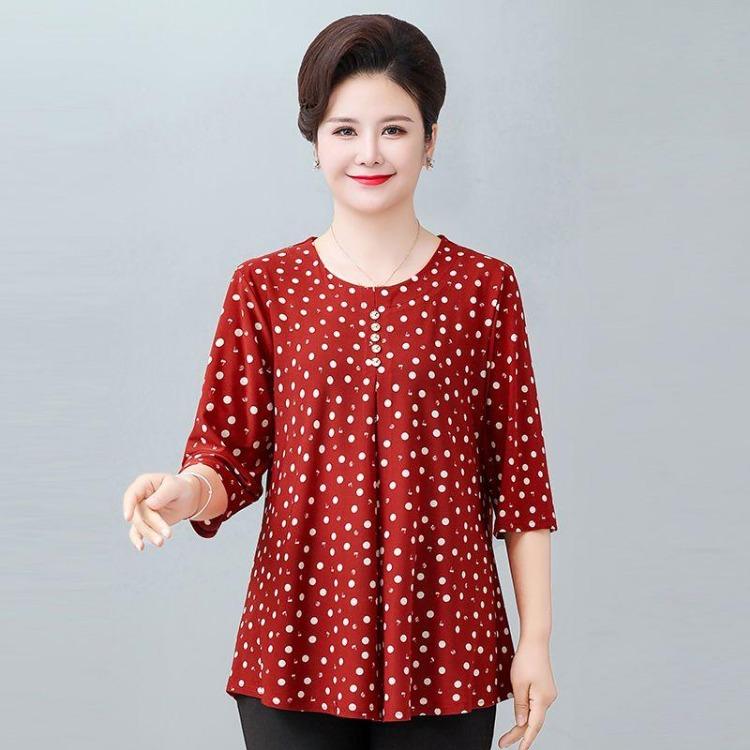 Summer Women Loose Short Sleeve Print Blouse Round Neck Plus Size Tshirt