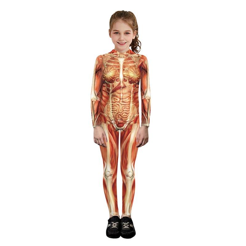 New Halloween Creative Skeleton Digital Printing Children's Performance One-piece Costume