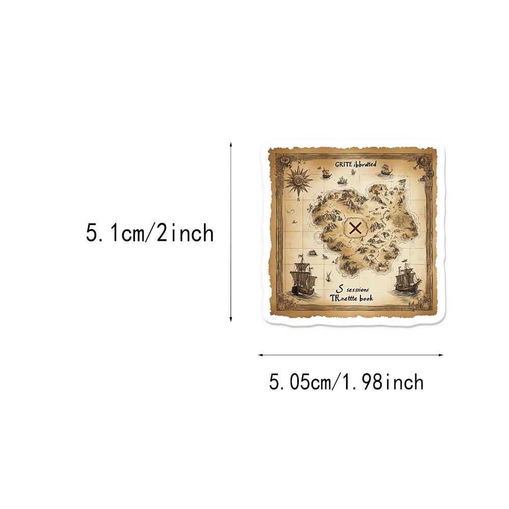 50PCS Retro Map Graffiti Stickers DIY Handbag Luggage Skateboard Water Cup Notebook Waterproof Stickers