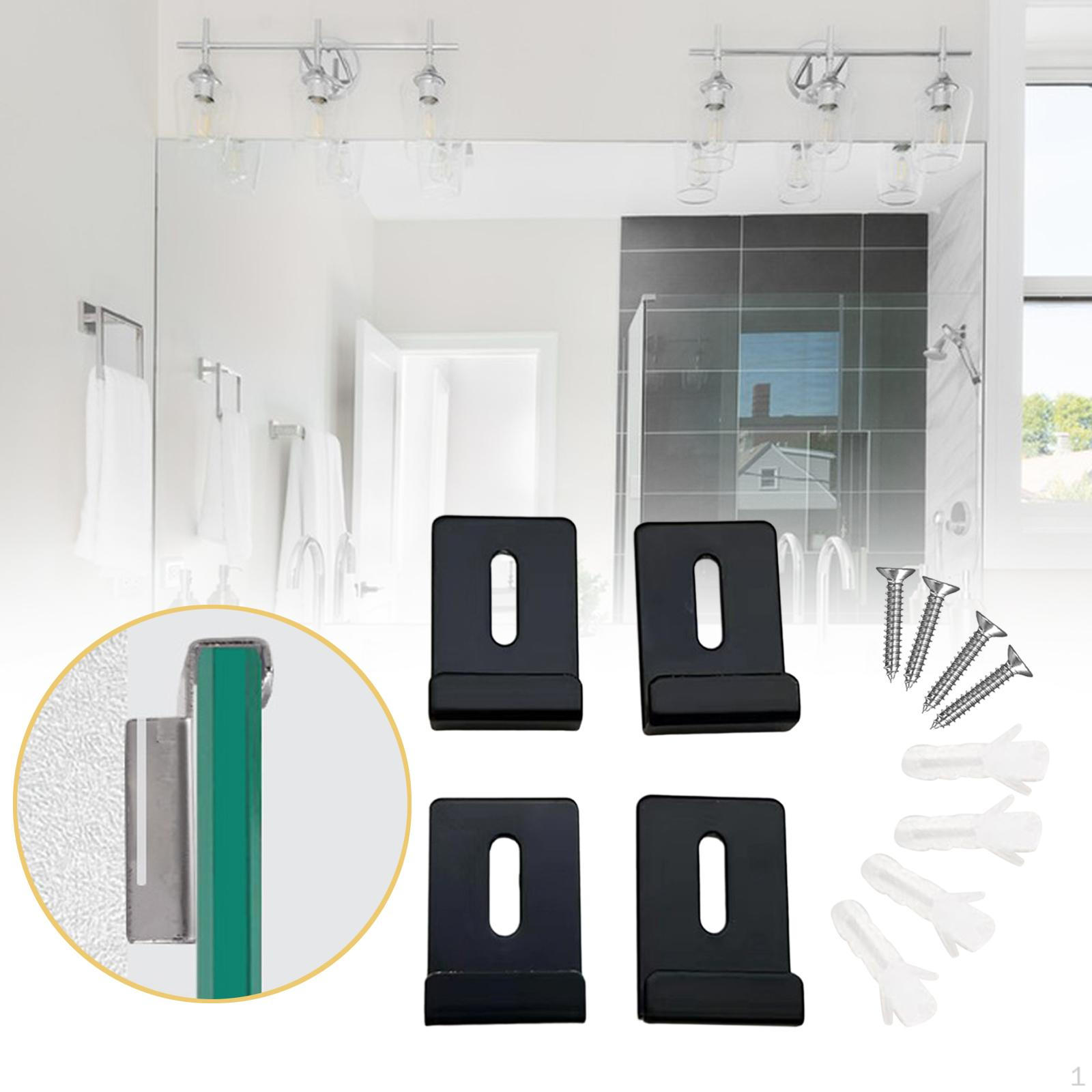 

Набір металевих затискачів для кріплення дзеркала для легкого встановлення на стіні Stainless Black L