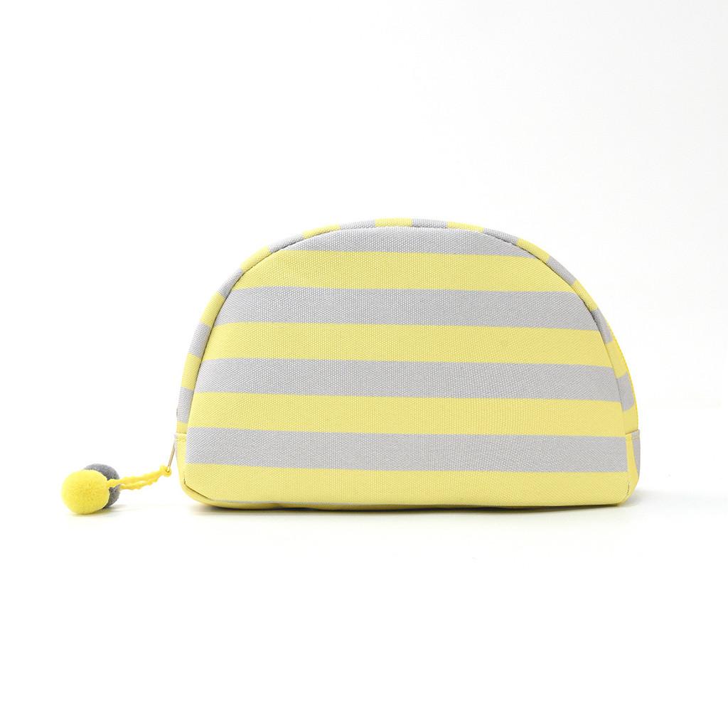 Polyester Striped Makeup Bag With Multipurpose Storage For Travel And Outdoor Use