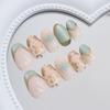 24pcs Green False Nails Oval Nail Tips Manicure Fake Nails  DIY
