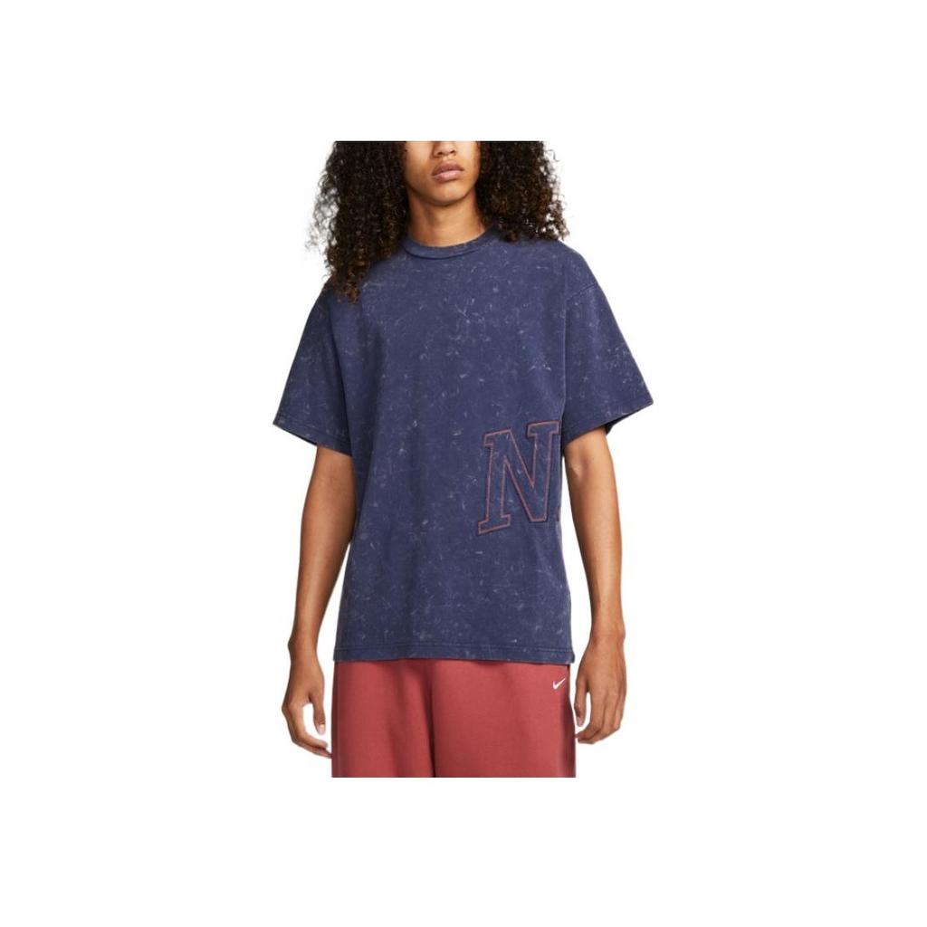 Nike Oversized Letter Embroidery Crew Neck Fitted Pullover Short Sleeve T-Shirt Unisex Tops Blue DX5836-410