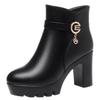 Autumn Winter Women Boots Casual Platform High Heels Ankle Boots Female Thick Plush Zipper Warm Snow Boots Fashion Cotton Shoes