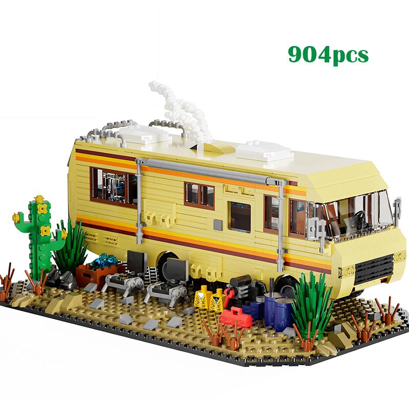 Technical Breaking Bad RV Adventure Camper Bus Car Model Building Blocks Fit Car Vehicle Assemble Bricks Toys For Boys Avid Fans