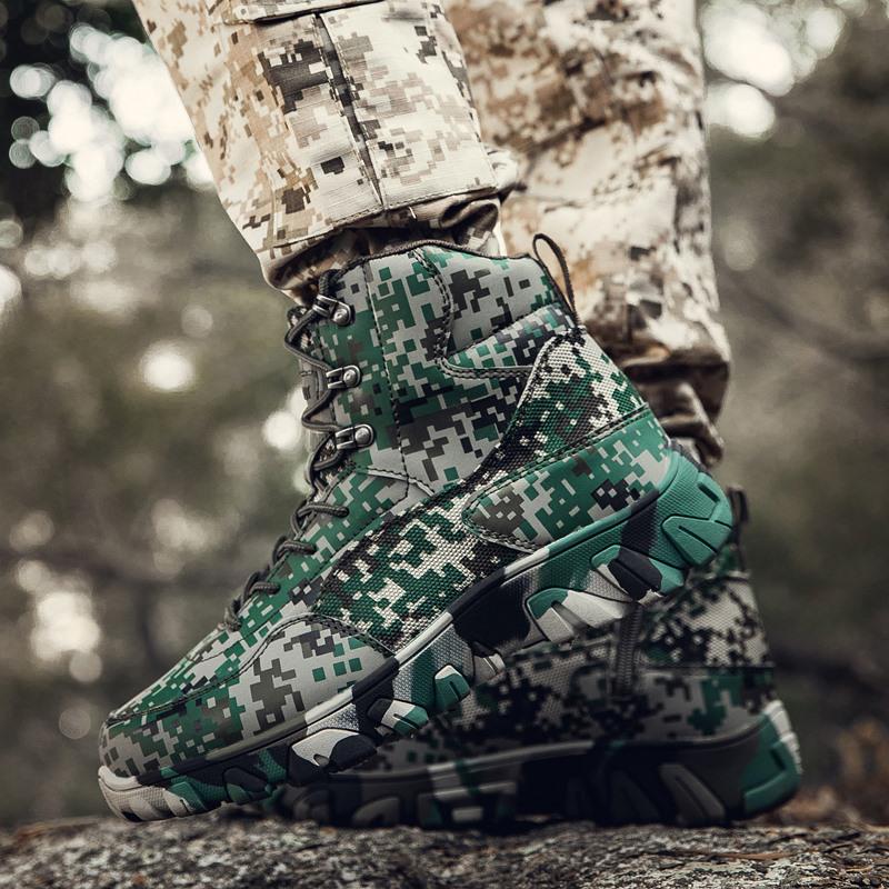 Men's High-top Military Boots Outdoor Hiking Boots Rubber Sole Shoes Large Size 39-47