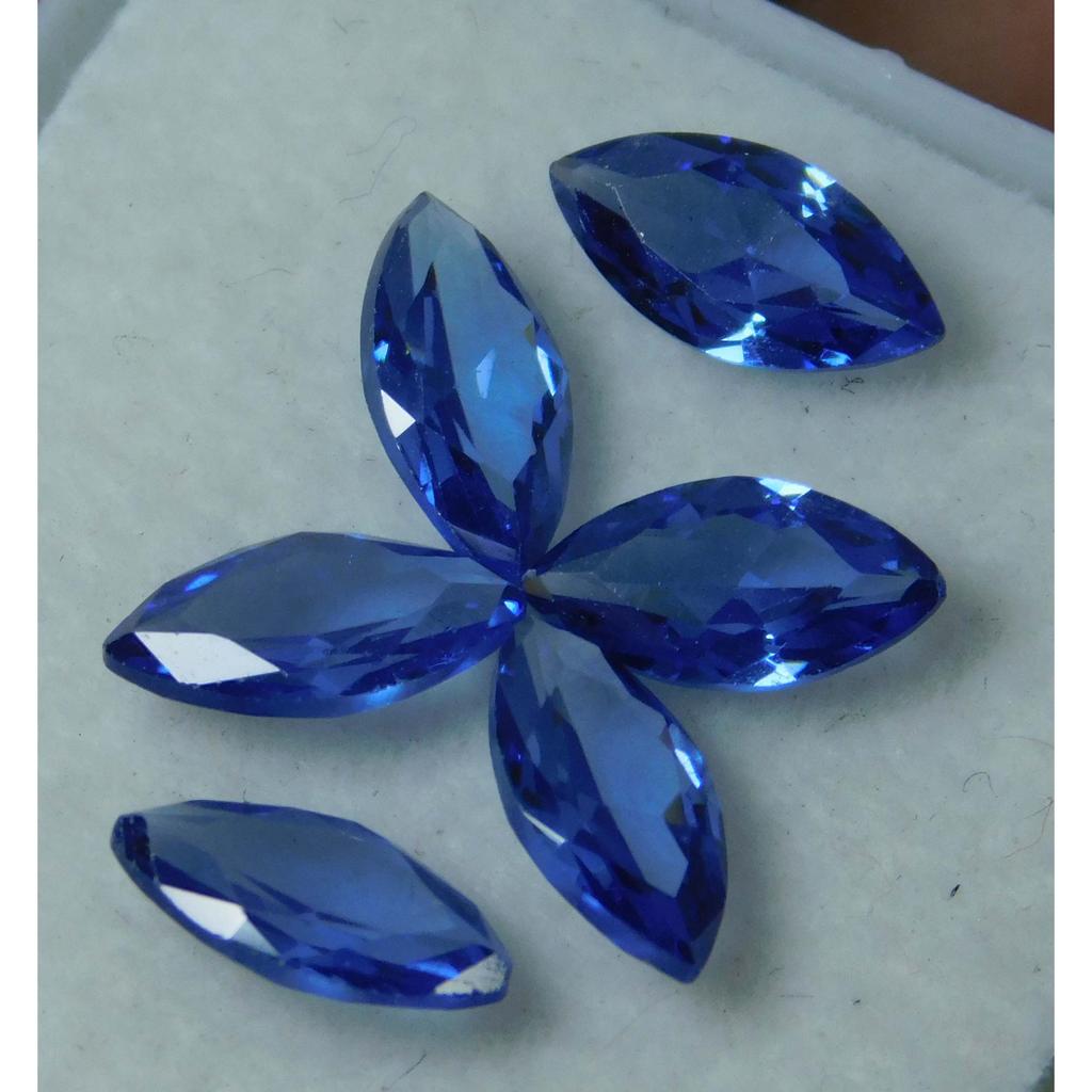 Ring Size 6 PCS, Blue Sapphire CERTIFIED Natural Marquise Cut Loose Gemstone Lot