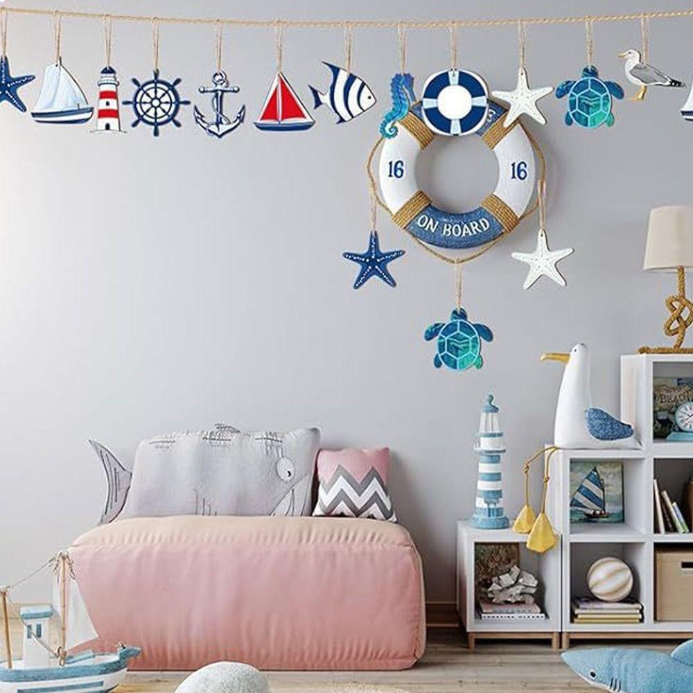 

24pcs Wooden Summer Navigation Pendant Ocean Themed Signs Decorations Holiday Party Supplies 24pcs