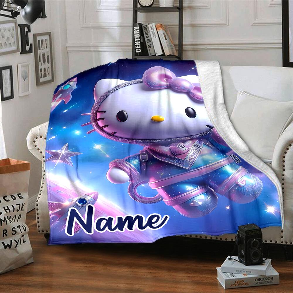 Customizable HelloKitty14 Throw Blanket – Personalized Name, All-Season Cozy Snug Blanket, Machine Washable, Personalized Blanket