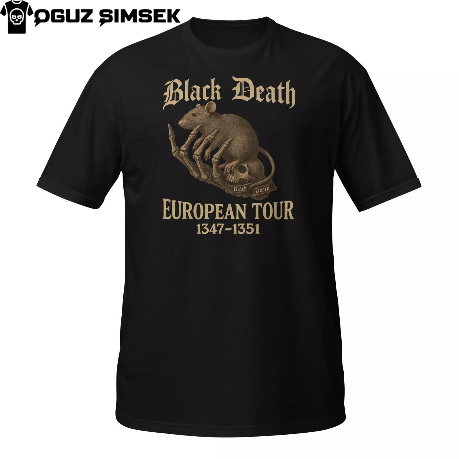 Black Death European Tour Funny Rat Skull T-Shirt Mens Womens Tees Top 1347–1351 | DTG Printed Tee 2XL