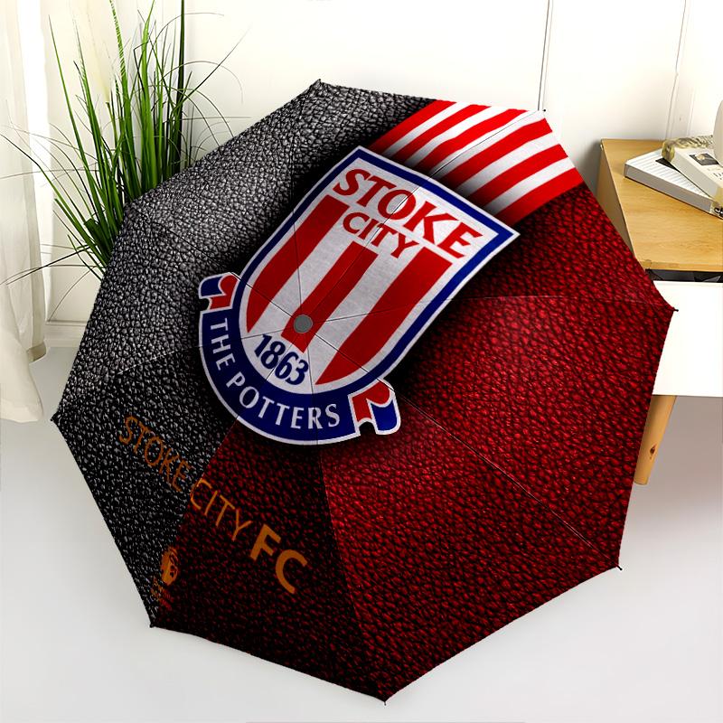 Wzór Stoke City FC, automatyczny składany parasol, przenośna i składana konstrukcja, 8 żeber, prezent na Boże Narodzenie lub urodziny.