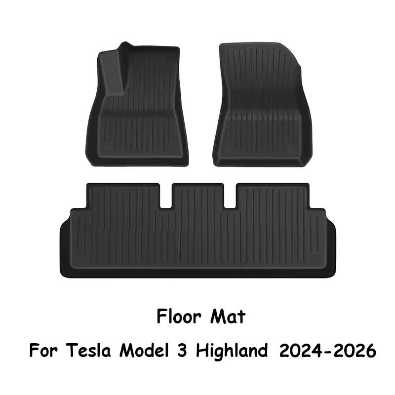 For Tesla New Model 3 Highland 2026-2024 TPE Floor Mats Durable Design Waterproof Luggage Mat Foot Pads Trunk Mats Accessories