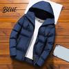 Warm Jacket Winter Sleeve Zipper Match Solid Padded All Men Parkas Color Long Hood Coat