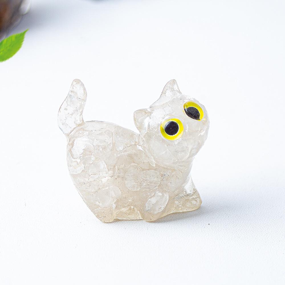 Obsidian Crystal Cat Decor With Handmade Resin Craft For Elegant Tabletop Home Decoration And Collectors Style A