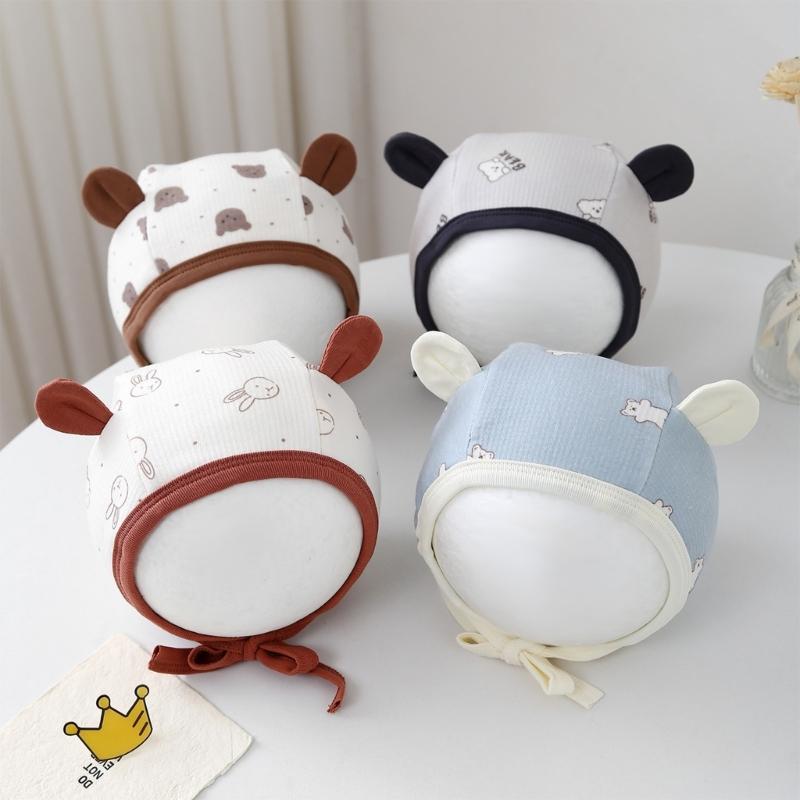 Breathable Infant Fetal Cap Breathable Cotton Polyester Bonnet For Newborns 0-5 Months Ear Covering Design