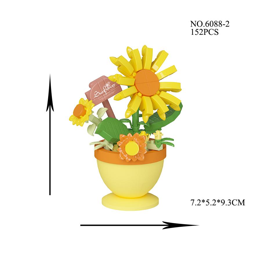 Mini Potted Plant Plastic Flowers Mini Building Blocks Educational Model Toy for Home Garden Decorations Mother's Day Gift