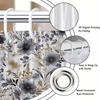 1 Grey Beige Floral Shower Curtain, Elegant Off-White And Beige Flowers With Dark Flowers And Delicate Leaves, With Hook