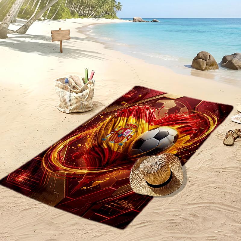 Asciugamano da Spiaggia Stampa Calcio Spagna Asciugatura Rapida Super Assorbente Morbido Asciugamano da Bagno per Nuoto Spiaggia Viaggio Souvenir Regalo