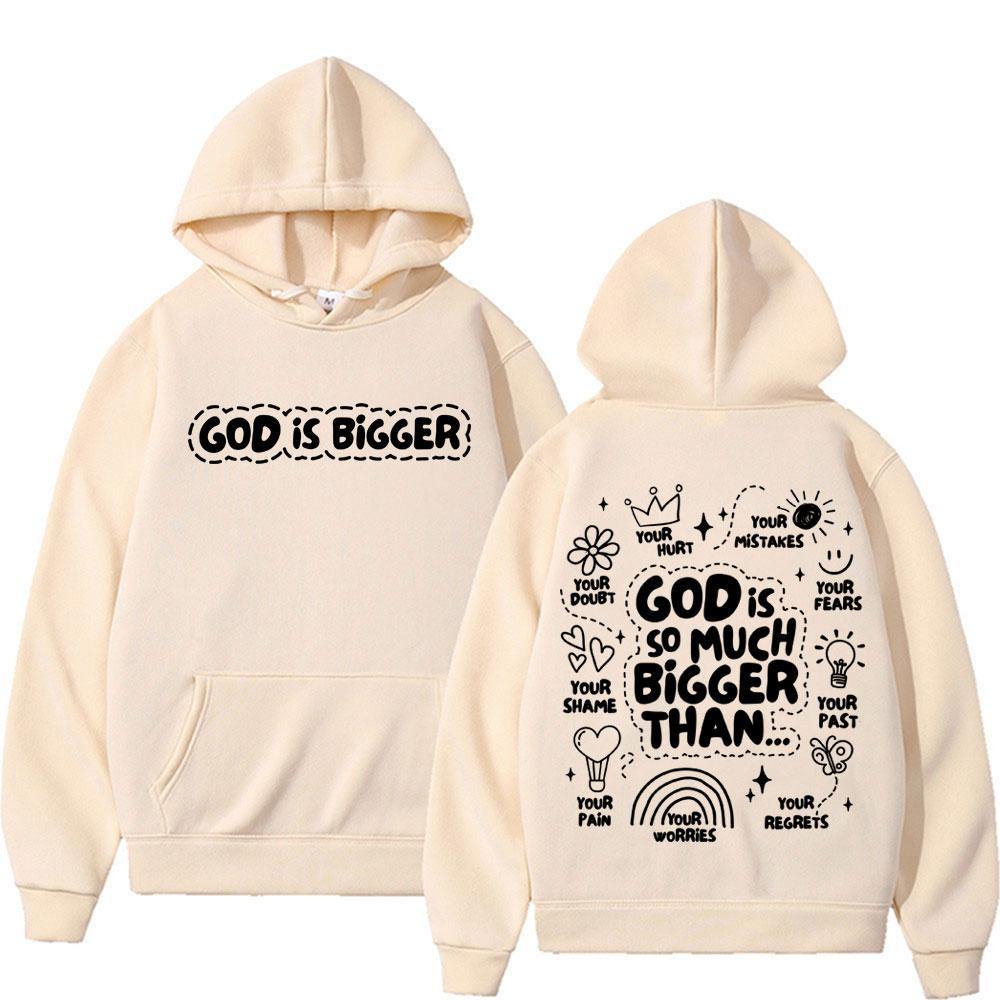 Gott ist so viel größer als Herbst und Winter Druck Hoodie Geprägt Retro Bibel Christlich Jesus Doodle Männer