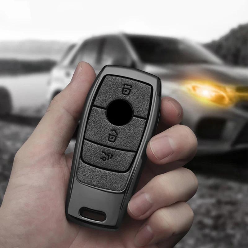 Interior Mouldings Alloy Style Fashion Car Key Case Cover Shell Fob For Mercedes Benz A C E S G Class GLC CLE CLA W177 W205 W213