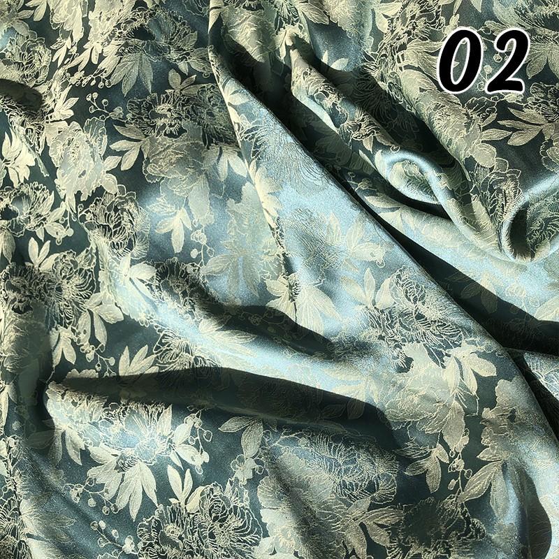 Two-color Embossed Peony Jacquard Fabric Imitation Silk Skin Friendly Cheongsam Cloth DIY for Skirts Pajamas Sewing Hanfu Cloth