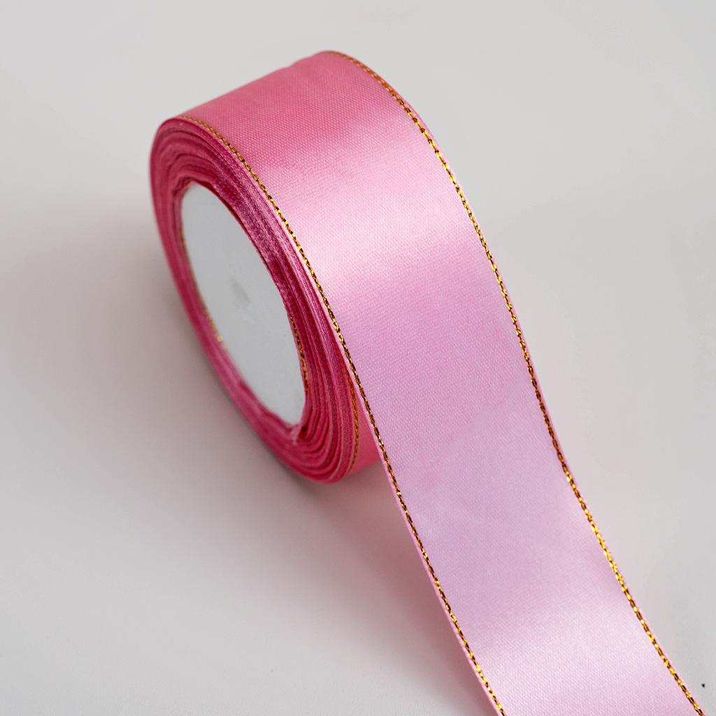 Nastro Doppio Bordo Oro da 4 cm per Matrimonio, Pasticceria e Fiocchi per Scatole Regalo - Nastro Rosa per Confezione Fatto a Mano