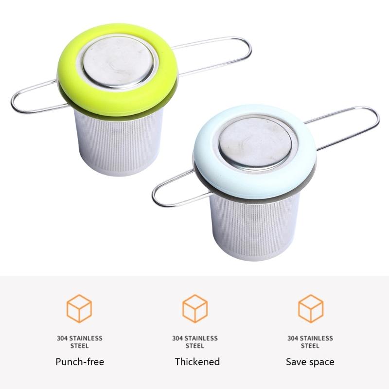 Heat Resistant Teas Strainer with Folding Handle 304 Stainless Steel And Silicone Materials Brewing Basket with Lid