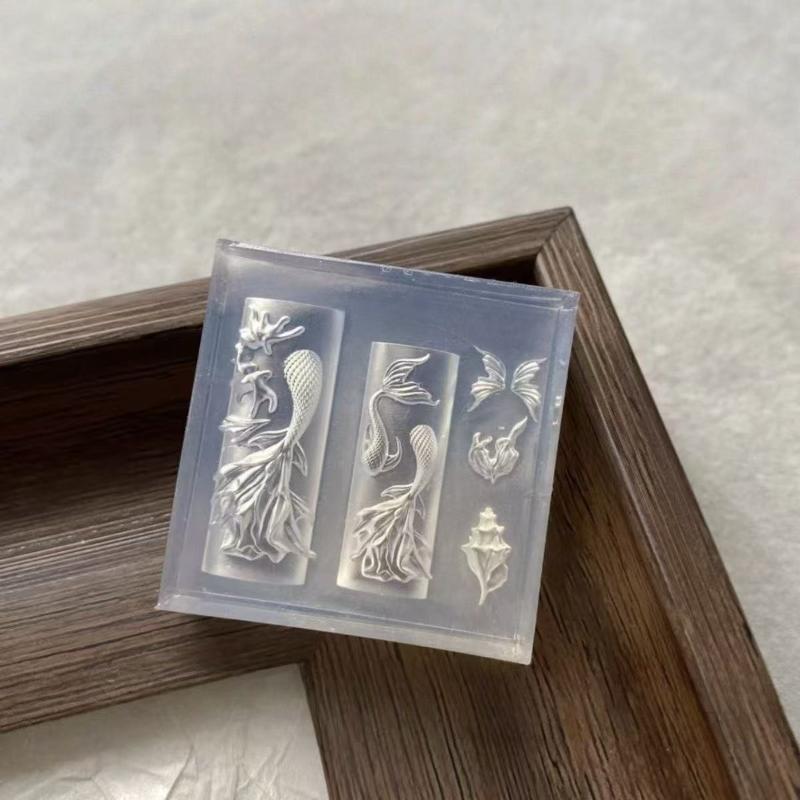 

3D Silicone Nail Mold,Retro Music Sweet Cool Punk Relief Deisgn DIY Nail Art Decor Transparent Manixure Template