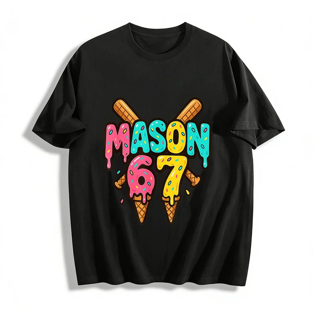 

Ice Cream Drip Letter MASON67 Kids Casual Short Sleeve Tee Pure cotton T-shirt XXS