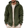 Men'S Winter Zipper Hooded Fleece Sweatshirt With Patch Pocket Casual Jacket