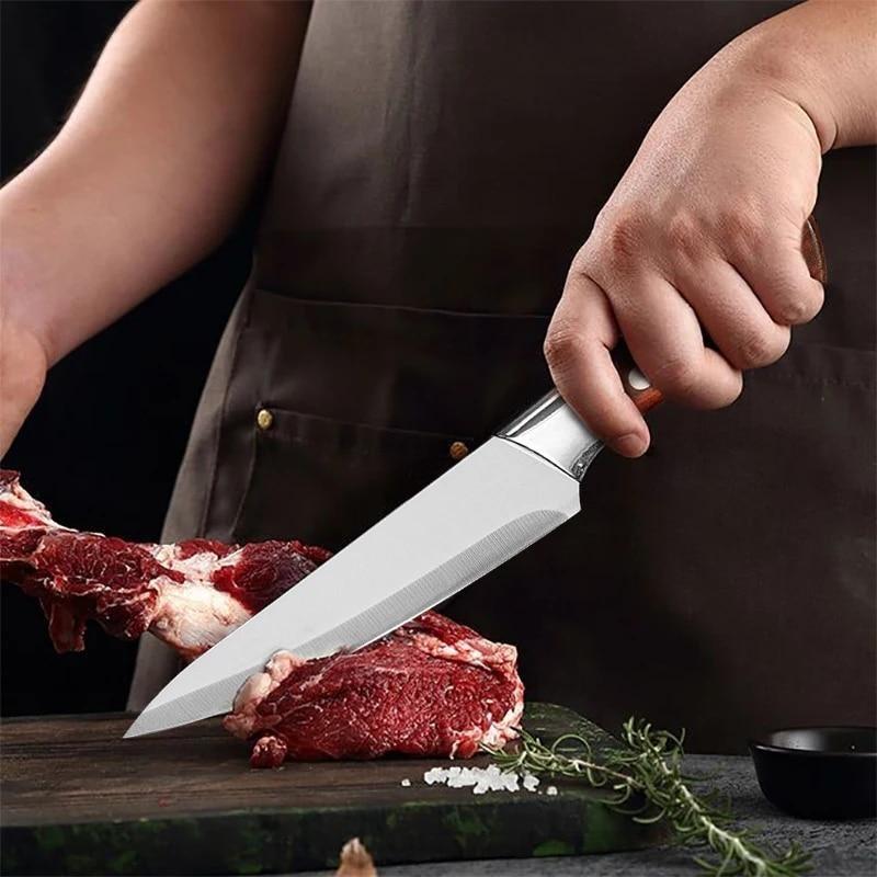 Meat Cleaver Chef Knife Stainless Steel Boning Knife Sharp Slaughtering Sheep Pig Fish Fruit Vegetable Knives with Sheath Kitchen Tool