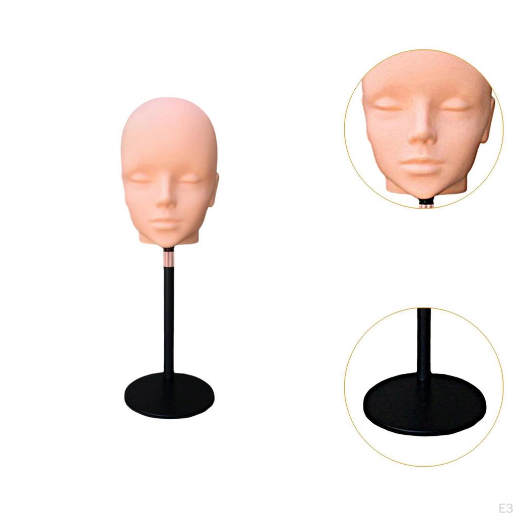 Bald Mannequin Head Adjustable Stand Gifts Lightweight Realistic Sturdy Wig Making Multifunctional