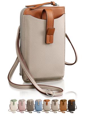 Encore Smartphone-Umhängetasche [Ultraleicht 130g, Zweifarbig] Smartphone-Tasche, Umhängetasche, Smartphone-Tasche, Leichtes Leder, Damen