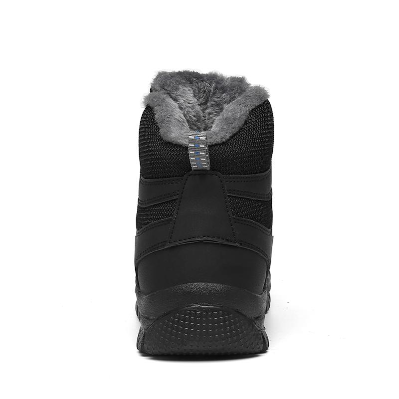 Holfredterse Outdoors Hiking Shoes Plush Men'S Leather Ankle Fur Snow Boots Winter Waterproof Work Boots 6035 Black/Grey/Green