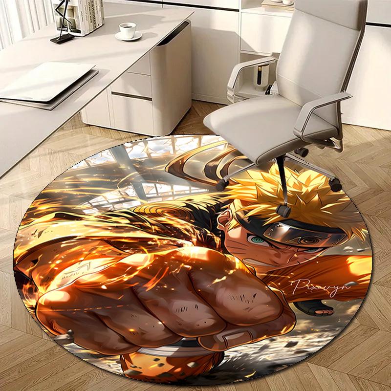 1pc Naruto Print Round Carpet Chair Round Carpet Suitable for Bedroom Living Room Home Decorative Carpet