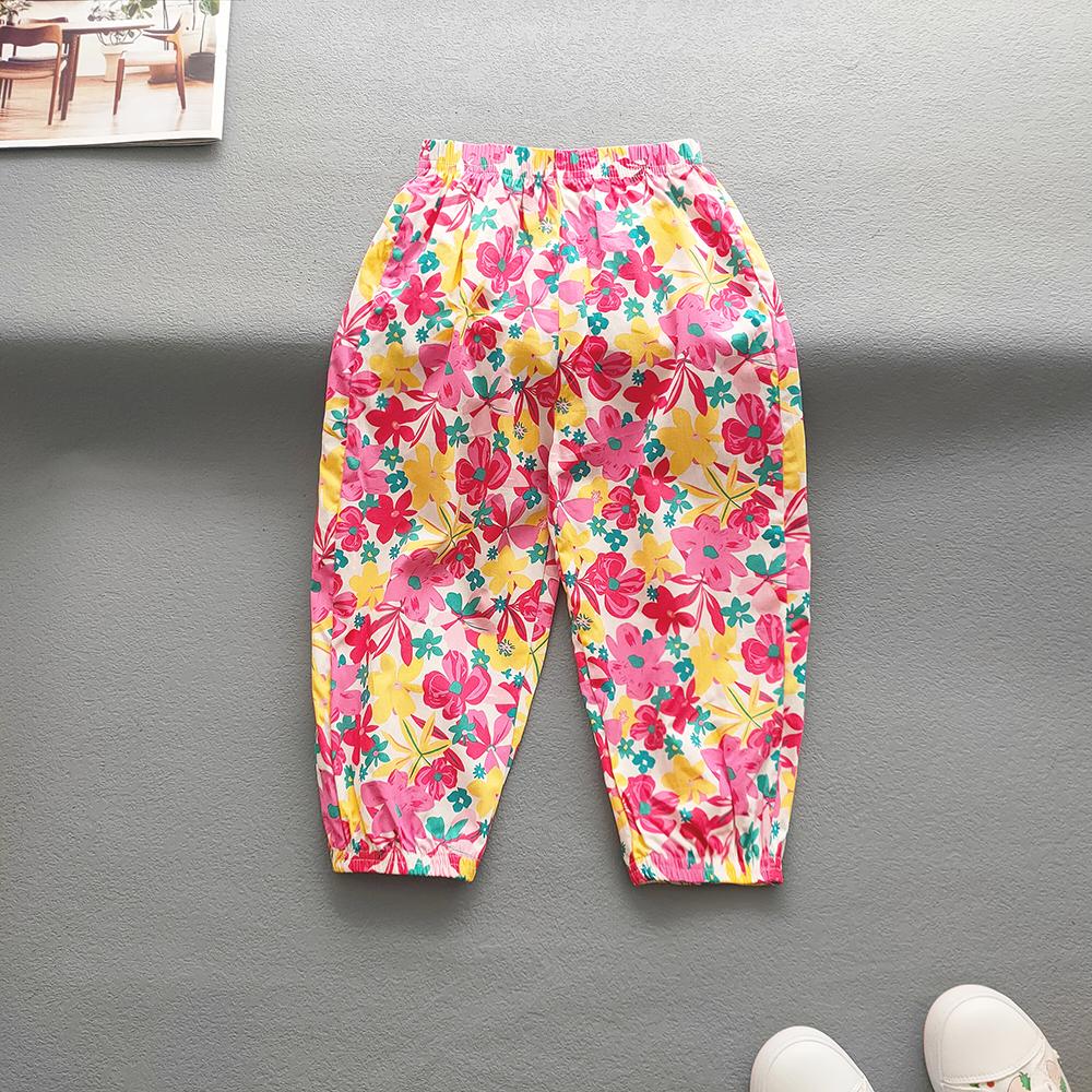 Sommer Süße Mädchen Blumen Hosen Kinder Casual Druck Einziehbare Füße Hosen Babys Mädchen Jungen Kühle Atmungsaktive Strand Hosen