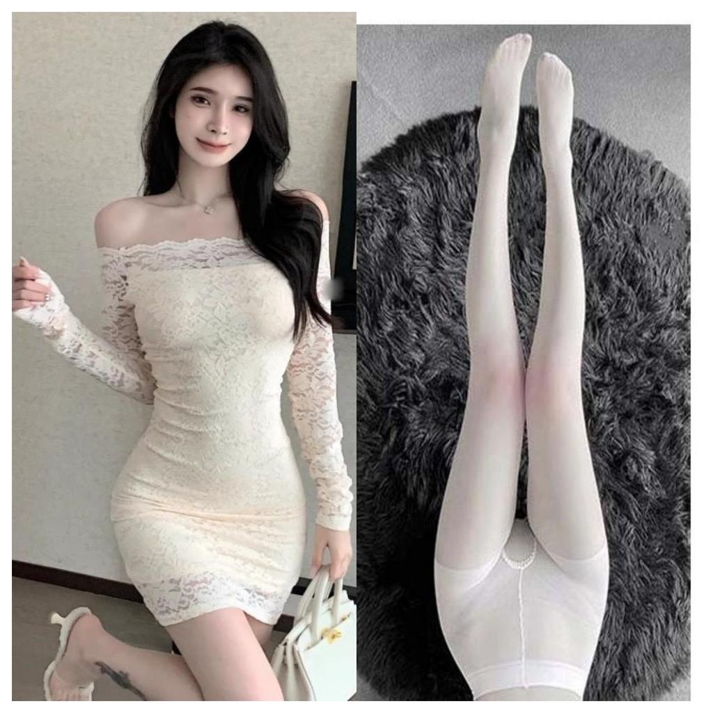 2024 Spring Women Off Shoulder Long Sleeve Lace Bodycon Mini Dress Sexy Slim Pencil Club Night Out Dress Plus Size S-L
