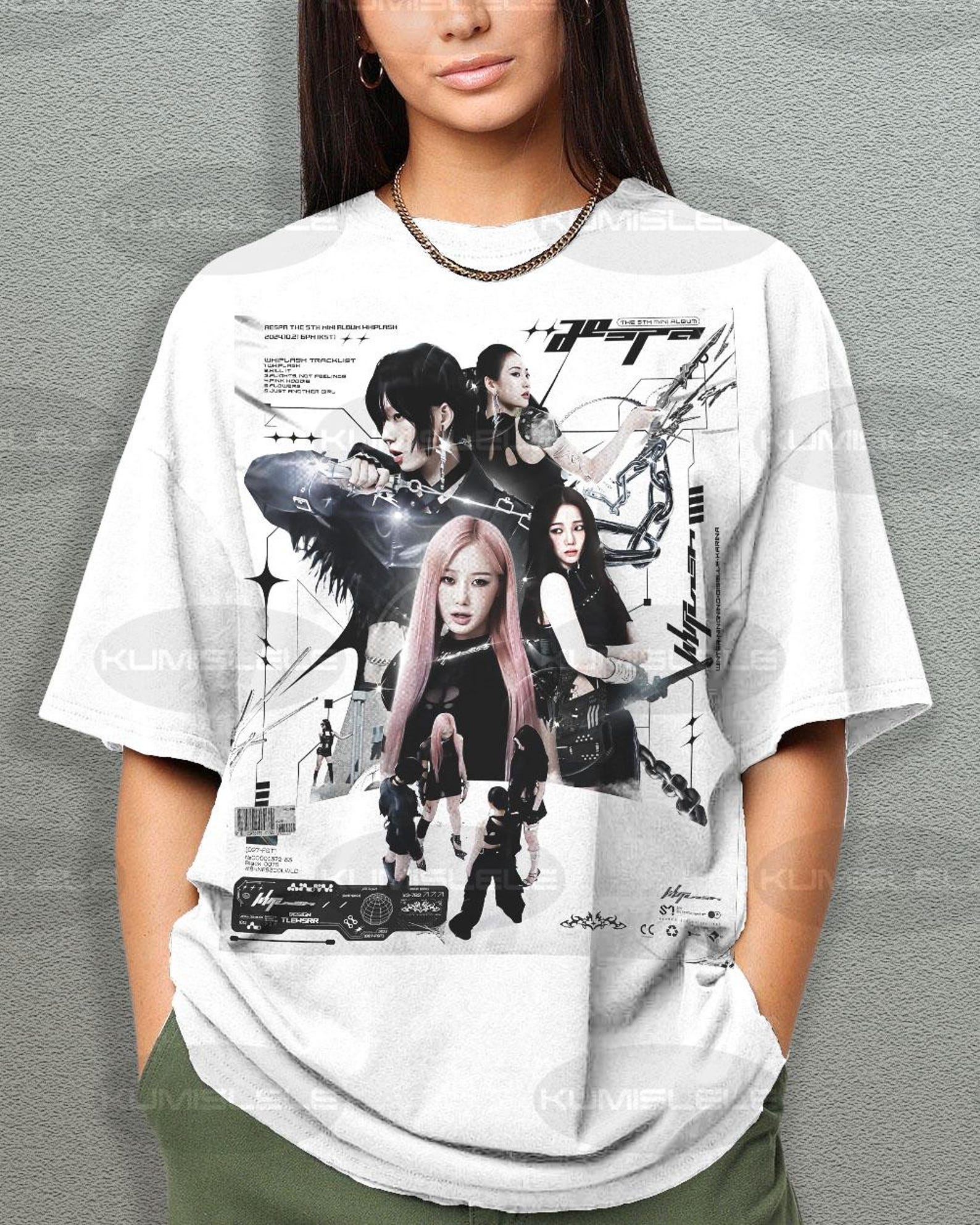 Aespa Whiplash T-Shirt, parallel lines tour tee L
