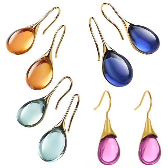 Yousheng 1 Pair Women Earrings Water Drop Shape Faux Crystal Transparent High-end Drop Earrings for Gift
