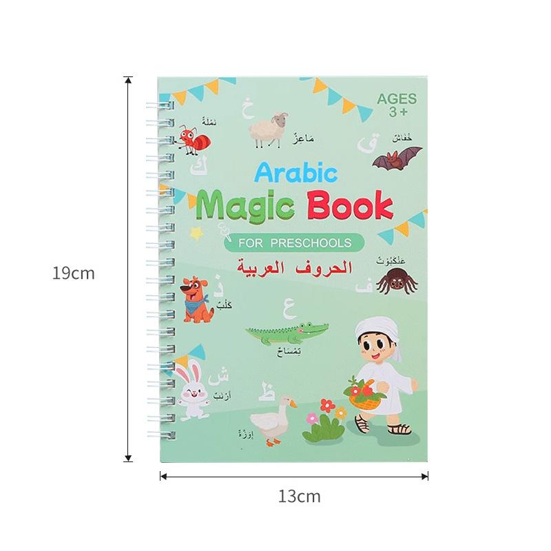Arabic Magic Practice Copybook Pen Preschools Kids Calligraphy Notebook Free Wiping Children Reusable Writing Book Age 3-6