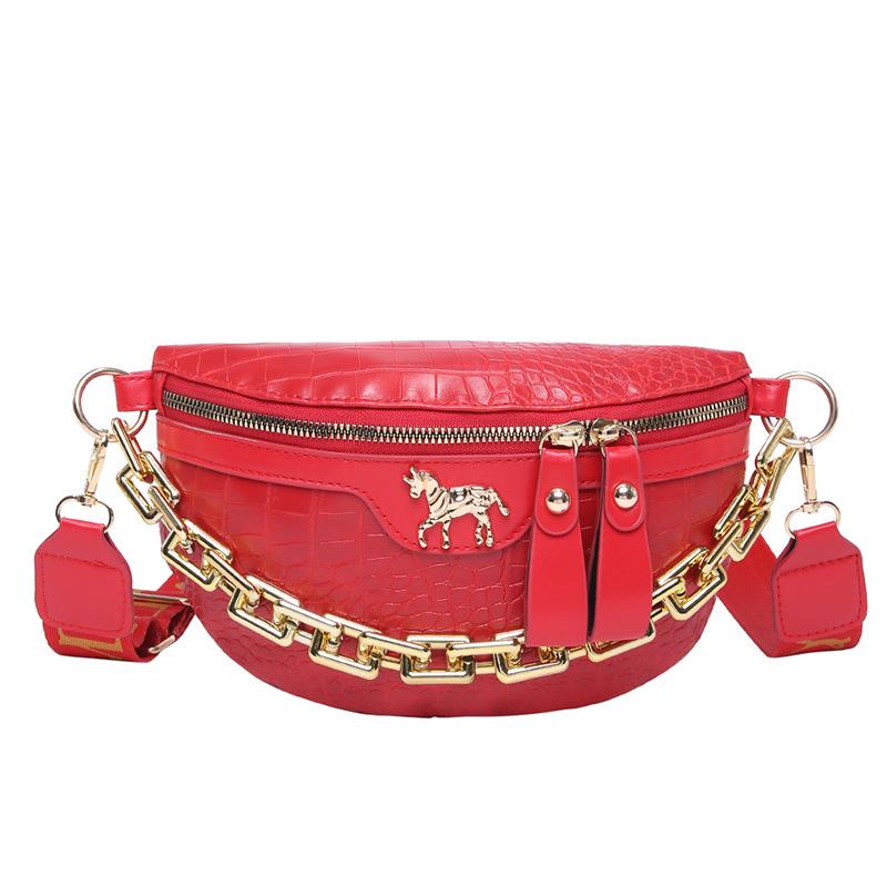 Thick Chain Women's Waist Bag Fanny Pack Fashion Shoulder Crossbody Chest Bags Female Belt Bag Crocodile Shoulder Bag