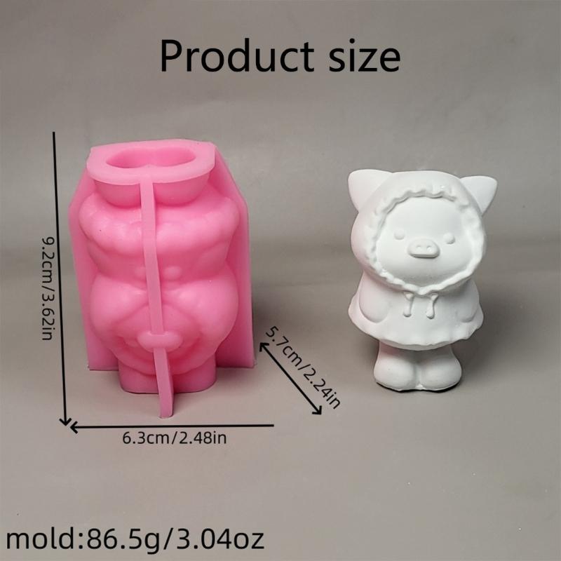 Lovely Animal Molds Cartoon Pig Silicones Mould Ornament Molds Casting Mould Craft Supplies for Home Decorations