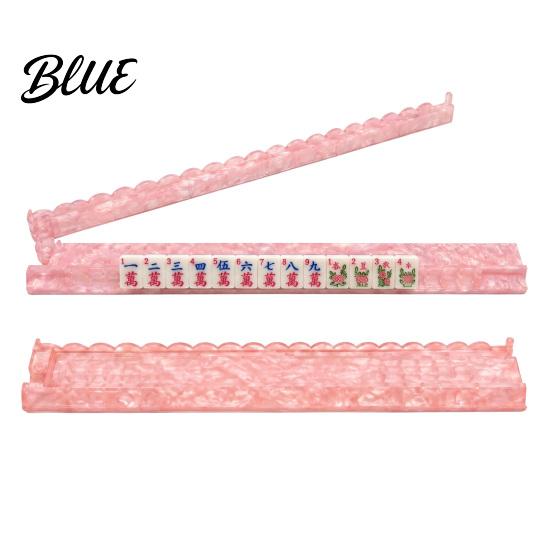 American Mahjong Tile Racks with Built-In Magnetic Pushers Acrylic Transparent Organizers Racks Scalloped Edges for Game Night Party Supplies