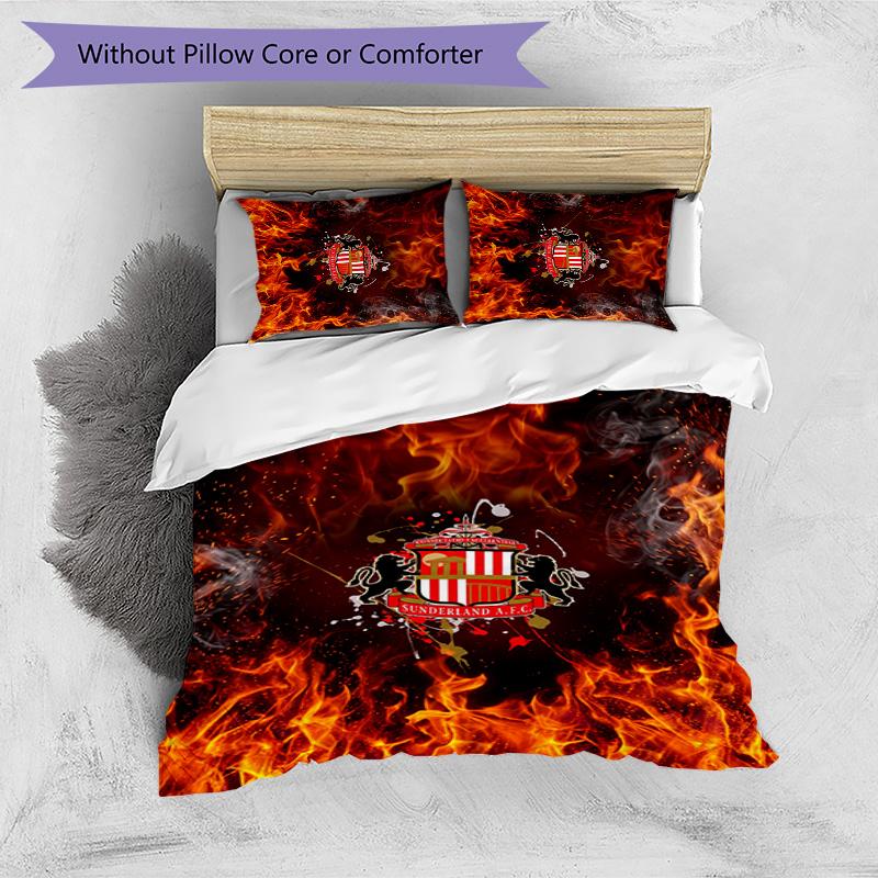 Sunderland Football Printed 3 Pieces Bedding Set, Comfortable Skin Friendly Bedroom Duvet Cover Set