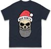 Bad Santa Skull Funny Christmas Tshirt Dark Beard Santa Xmas Family Gift Top